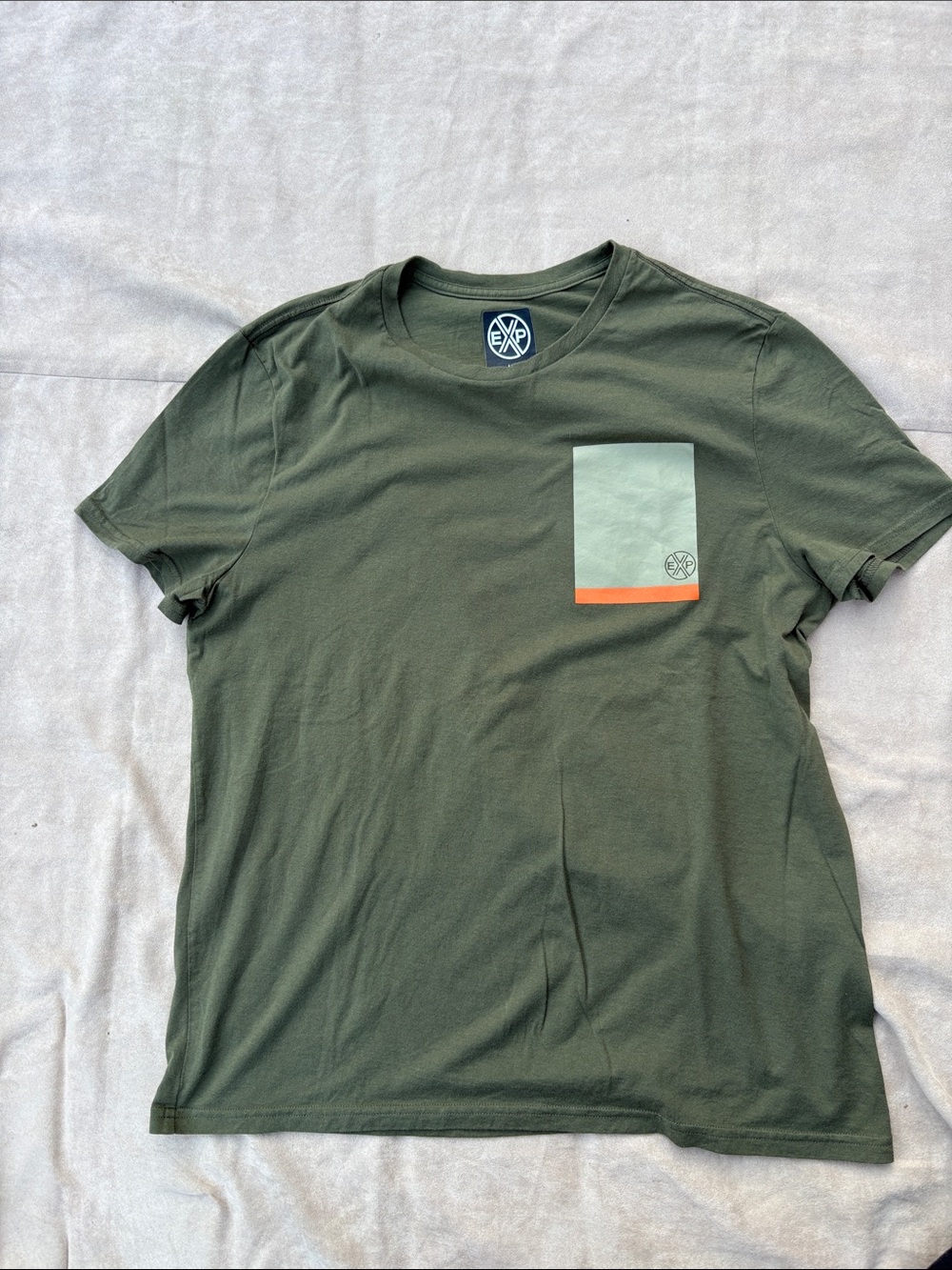 NEW - EXP 100% Cotton Men's Olive Green Graphic Pocket T-Shirt - L